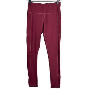 Fengbay Women’s Leggings With Pockets in Maroon Size Medium‎